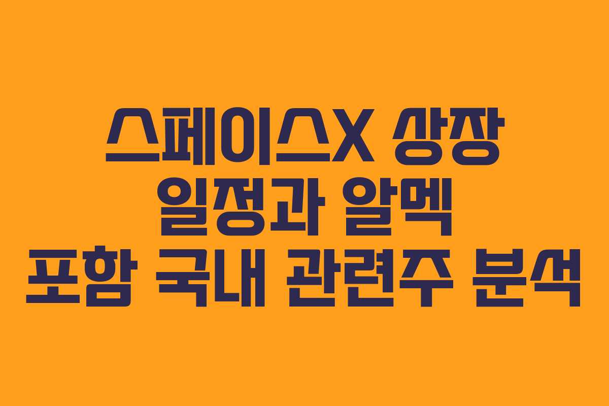 스페이스X 상장 일정과 알멕 포함 국내 관련주 분석 스페이스X 상장 일정과 알멕 포함 국내 관련주 분석