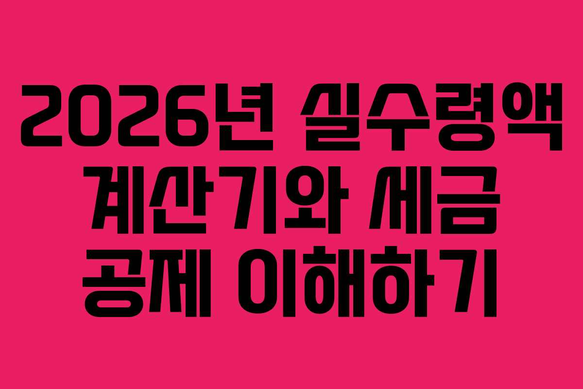 2026년 실수령액 계산기와 세금 공제 이해하기