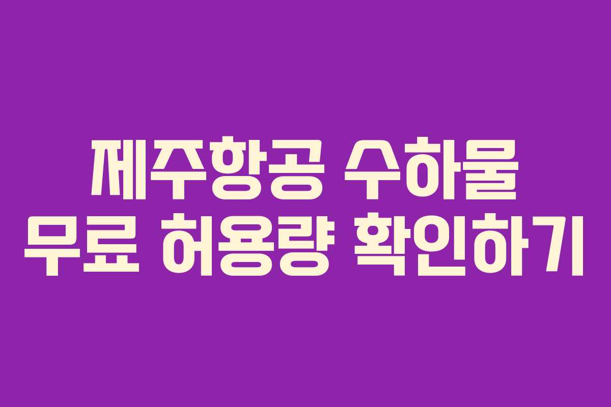 제주항공 수하물 무료 허용량 확인하기