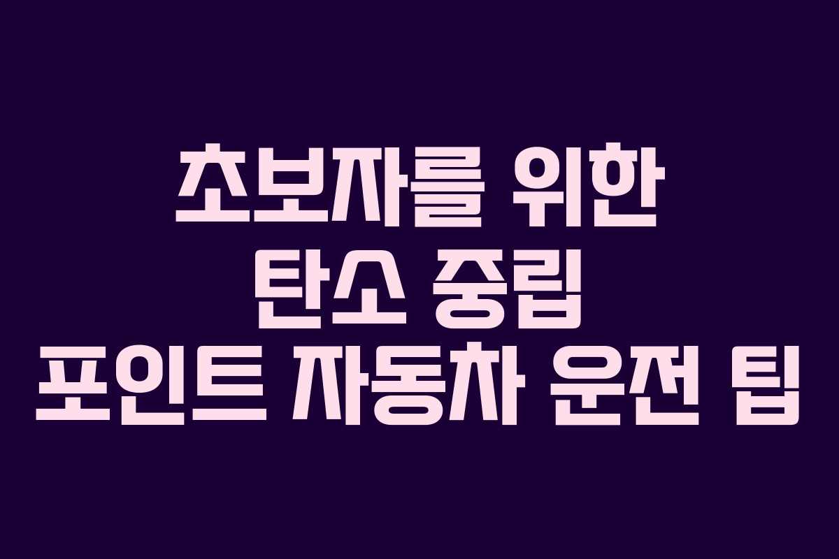 초보자를 위한 탄소 중립 포인트 자동차 운전 팁