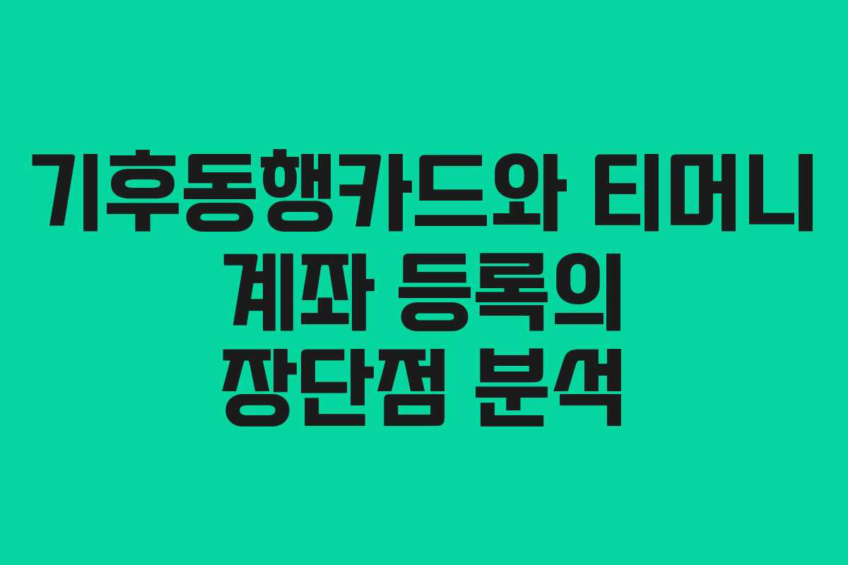 기후동행카드와 티머니 계좌 등록의 장단점 분석