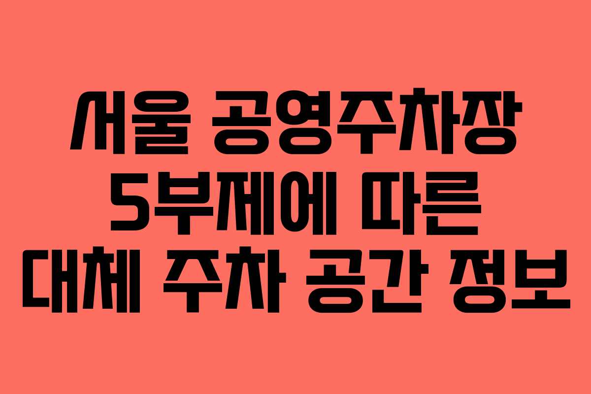 서울 공영주차장 5부제에 따른 대체 주차 공간 정보