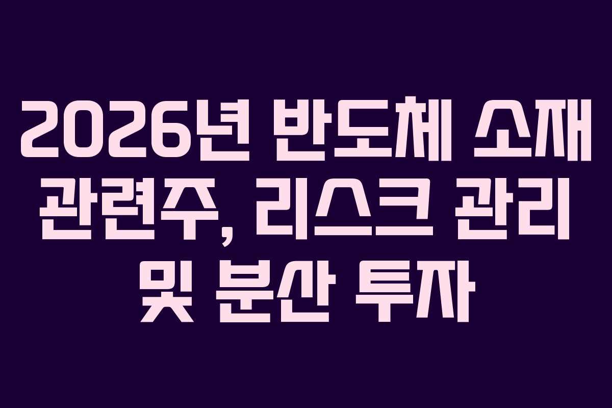 2026년 반도체 소재 관련주, 리스크 관리 및 분산 투자