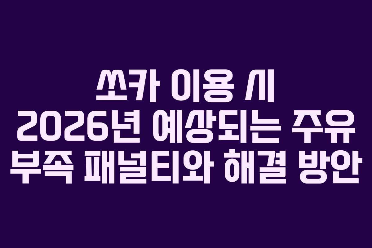 쏘카 이용 시 2026년 예상되는 주유 부족 패널티와 해결 방안