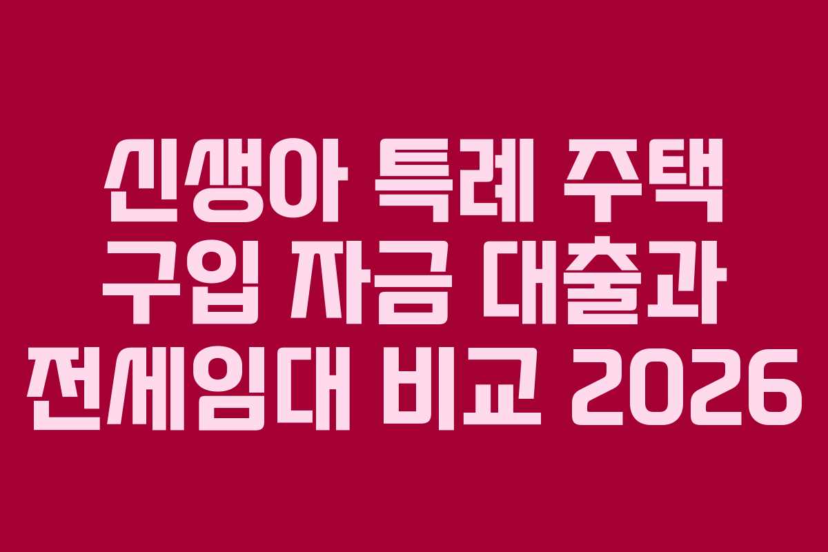 신생아 특례 주택 구입 자금 대출과 전세임대 비교 2026