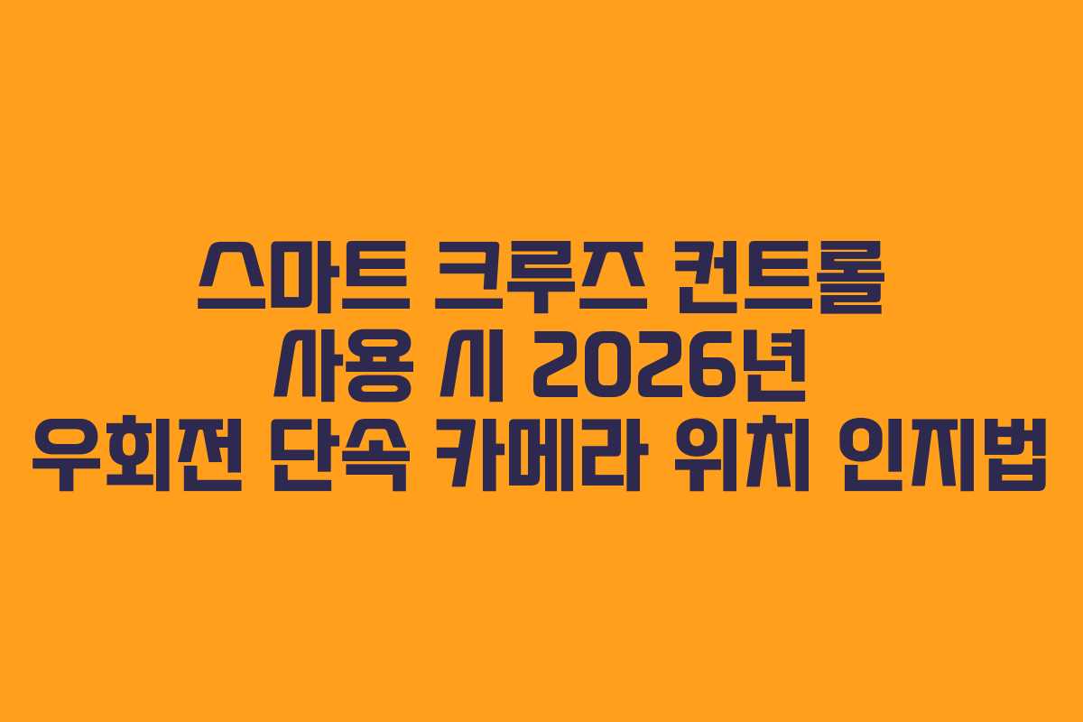 스마트 크루즈 컨트롤 사용 시 2026년 우회전 단속 카메라 위치 인지법