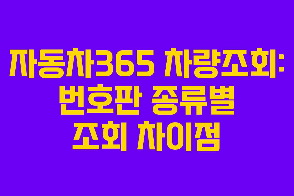 자동차365 차량조회: 번호판 종류별 조회 차이점