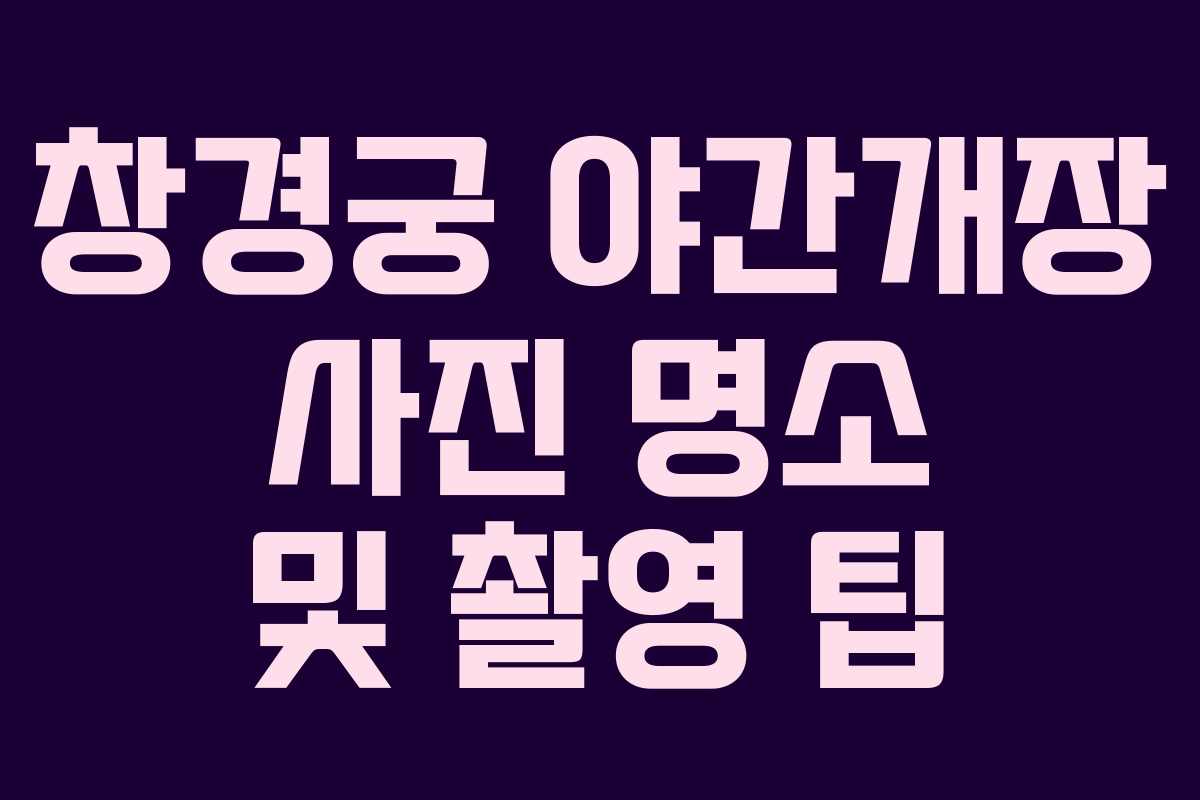 창경궁 야간개장 사진 명소 및 촬영 팁