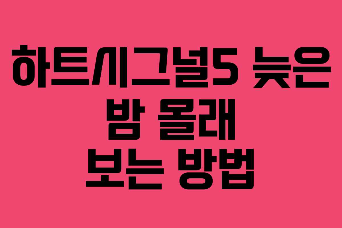 하트시그널5 늦은 밤 몰래 보는 방법