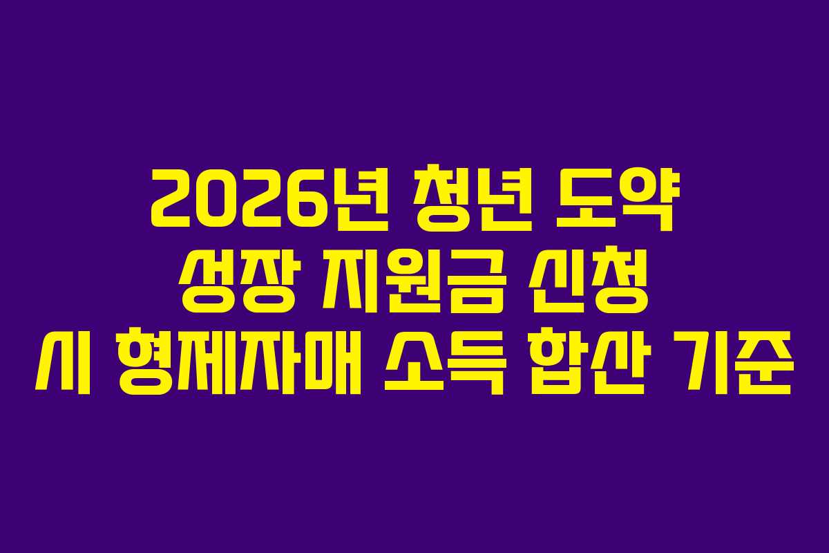2026년 청년 도약 성장 지원금 신청 시 형제자매 소득 합산 기준