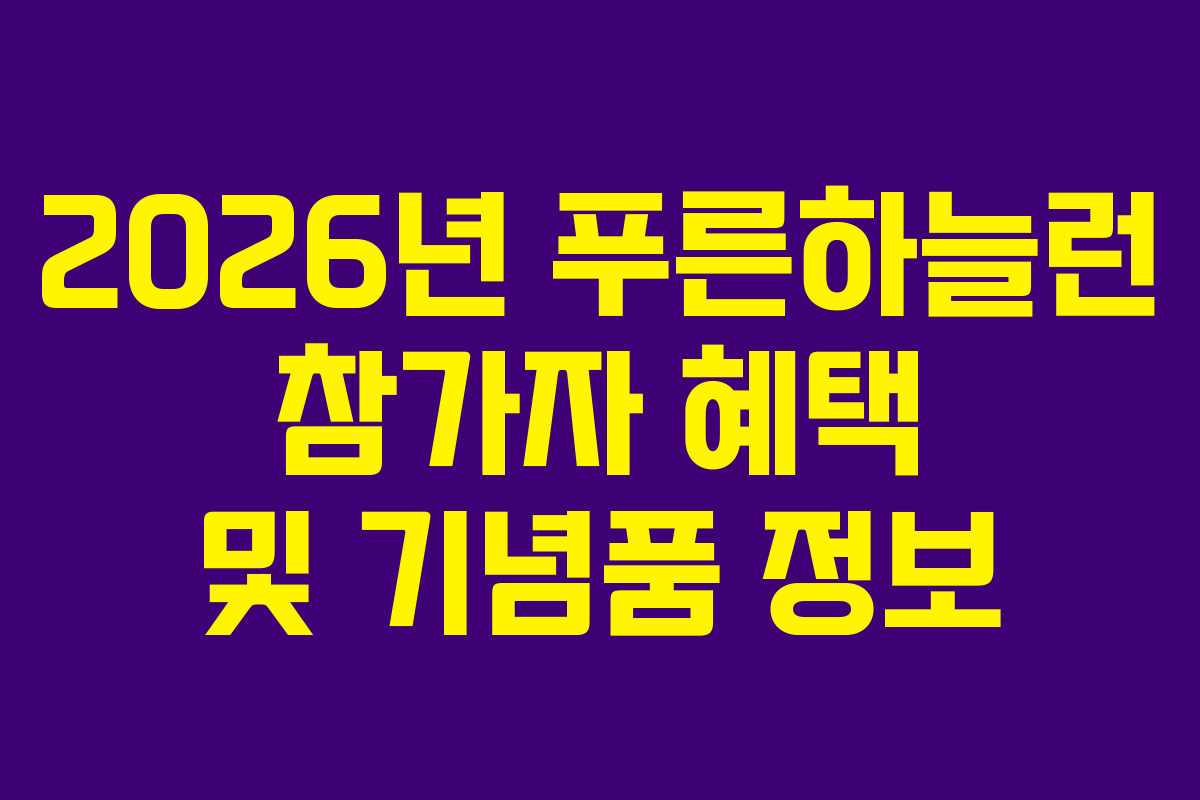 2026년 푸른하늘런 참가자 혜택 및 기념품 정보