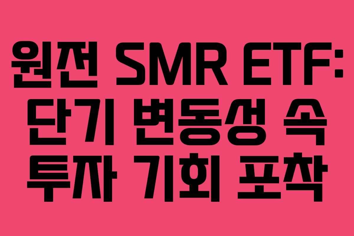 원전 SMR ETF: 단기 변동성 속 투자 기회 포착