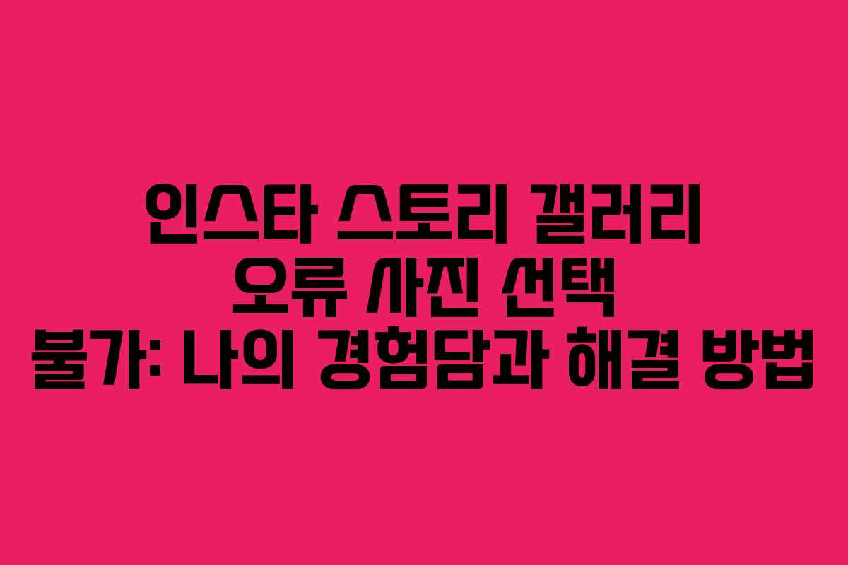 인스타 스토리 갤러리 오류 사진 선택 불가: 나의 경험담과 해결 방법