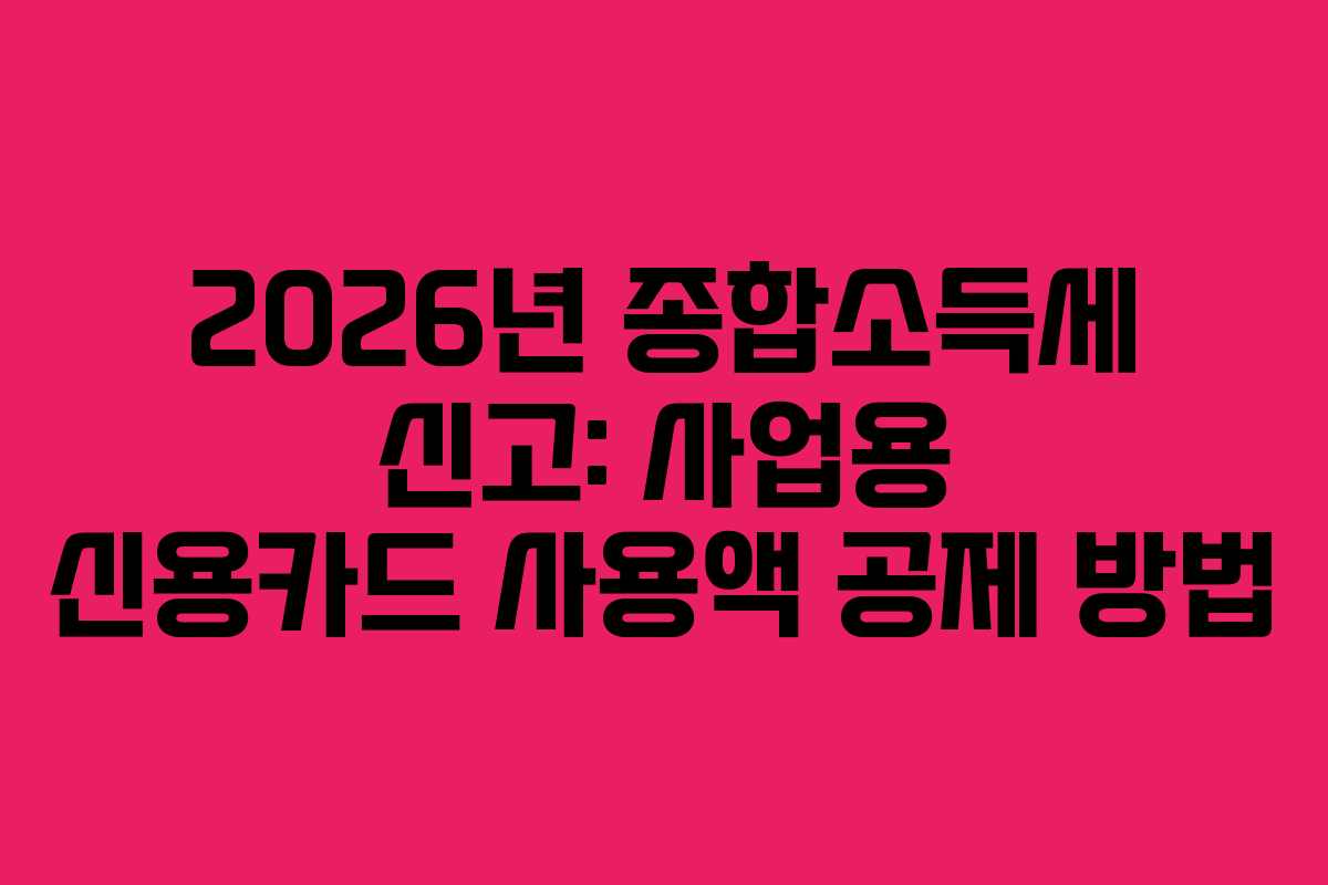 2026년 종합소득세 신고: 사업용 신용카드 사용액 공제 방법