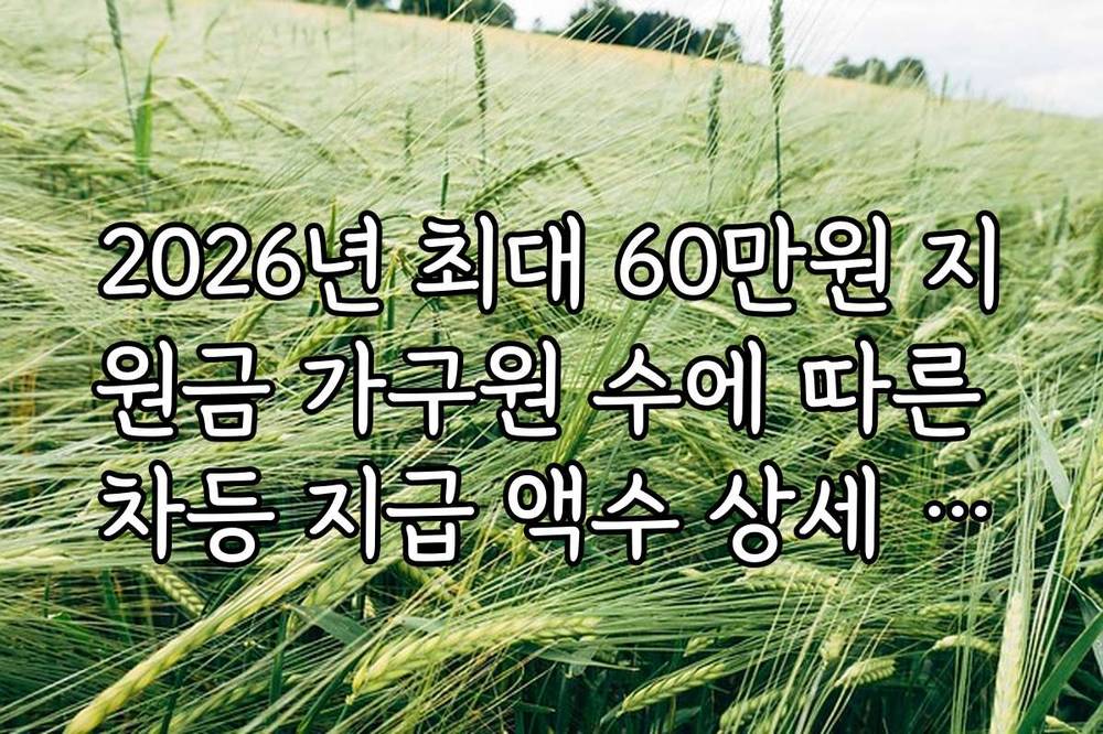 2026년 최대 60만원 지원금 가구원 수에 따른 차등 지급 액수 상세 정리
