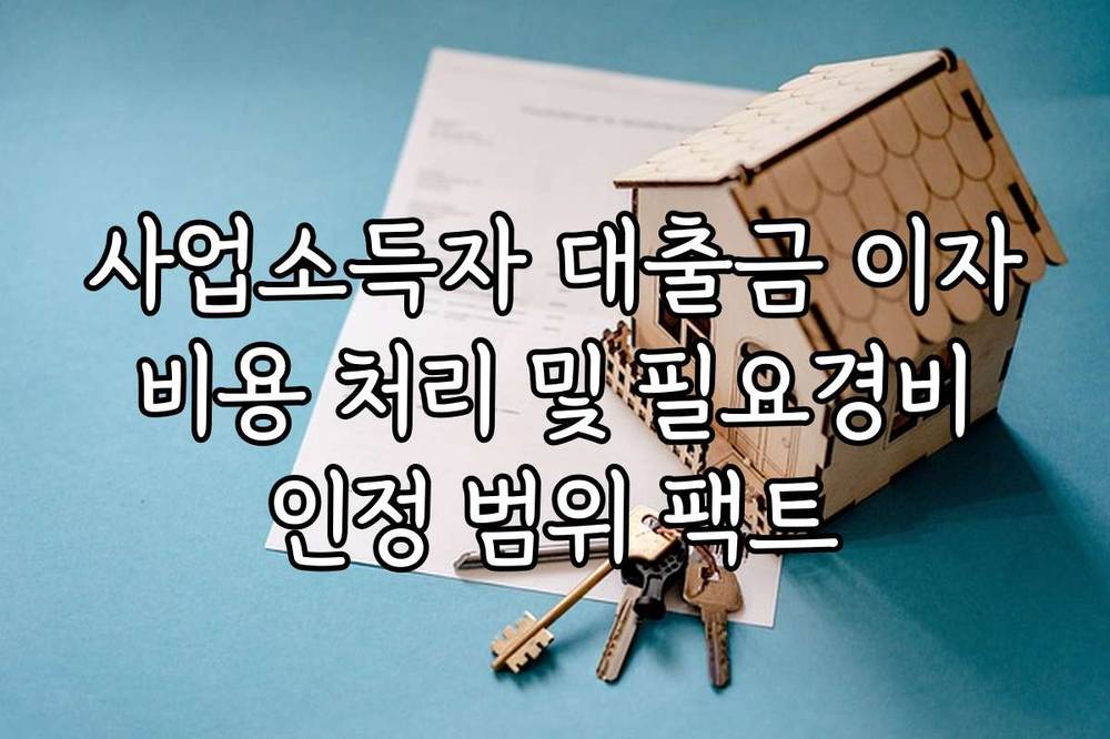 사업소득자 대출금 이자 비용 처리 및 필요경비 인정 범위 팩트