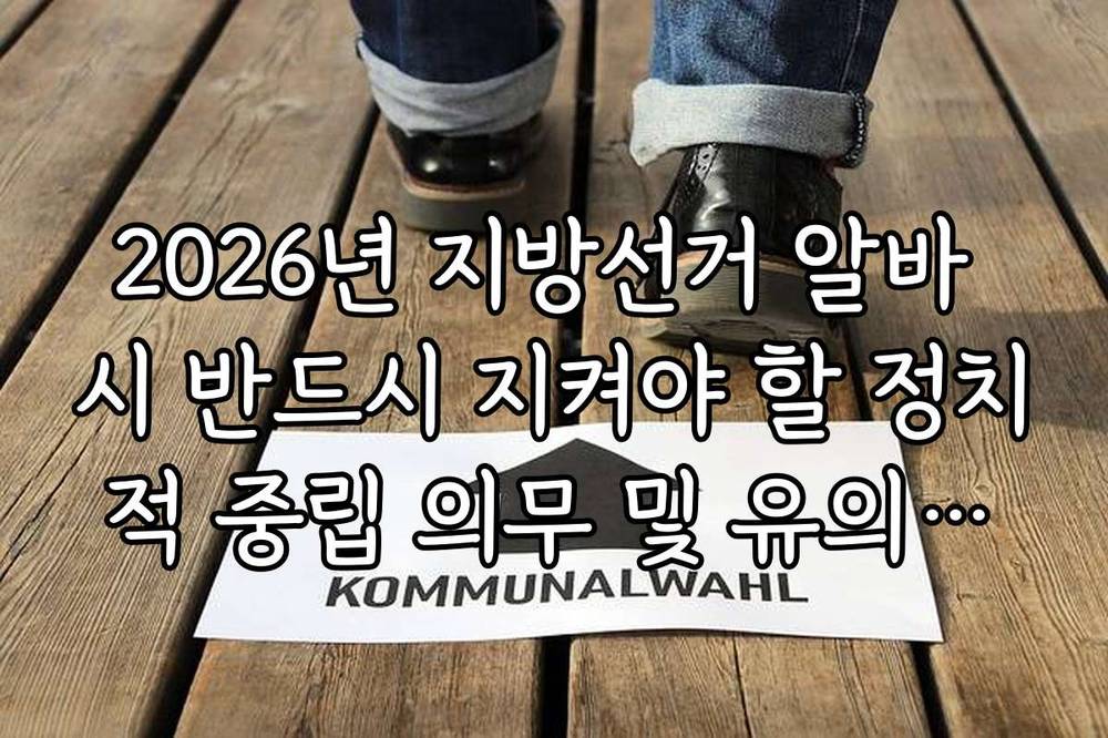 2026년 지방선거 알바 시 반드시 지켜야 할 정치적 중립 의무 및 유의사항