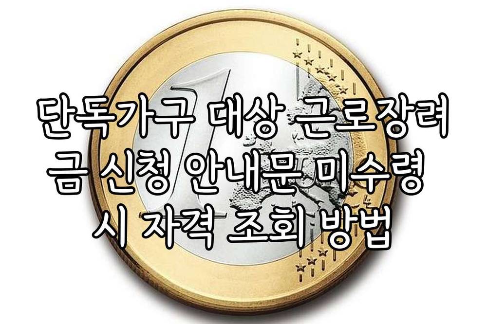 단독가구 대상 근로장려금 신청 안내문 미수령 시 자격 조회 방법