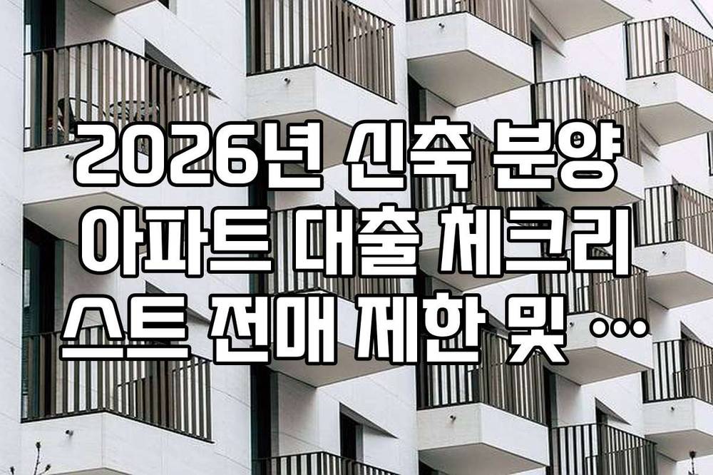 2026년 신축 분양 아파트 대출 체크리스트 전매 제한 및 실거주 의무 규정