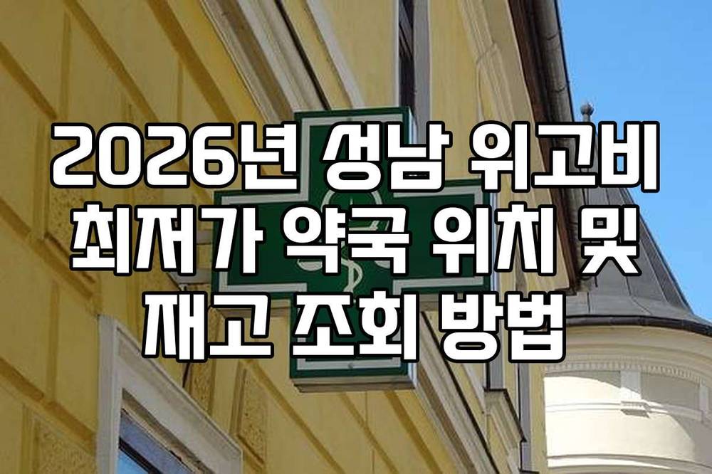 2026년 성남 위고비 최저가 약국 위치 및 재고 조회 방법