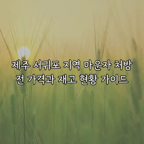 제주 서귀포 지역 마운자 처방전 가격과 재고 현황 가이드