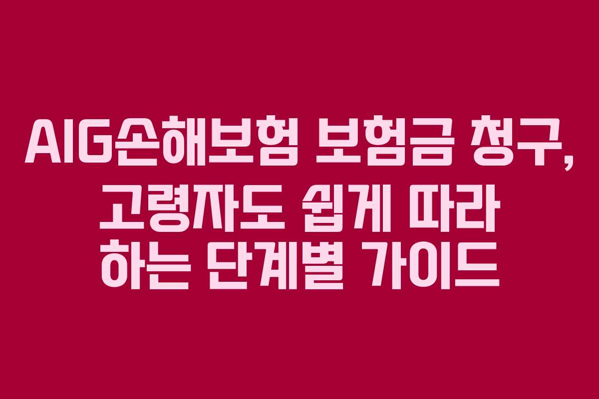 AIG손해보험 보험금 청구, 고령자도 쉽게 따라 하는 단계별 가이드