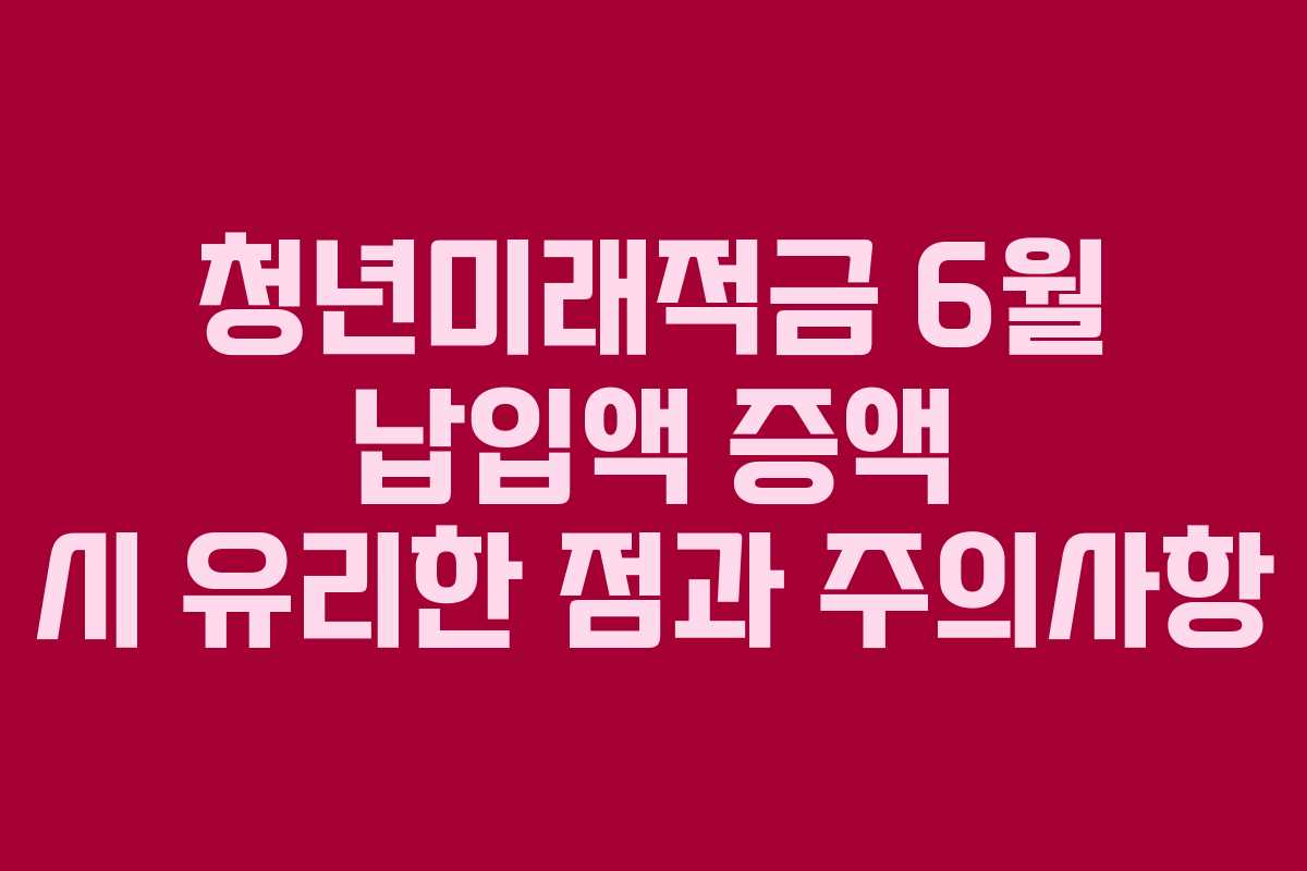 청년미래적금 6월 납입액 증액 시 유리한 점과 주의사항