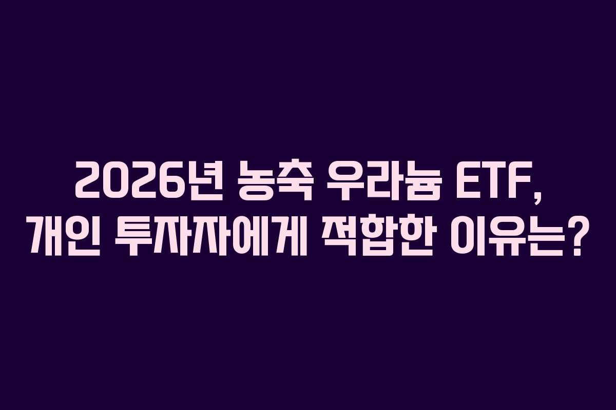 2026년 농축 우라늄 ETF, 개인 투자자에게 적합한 이유는?