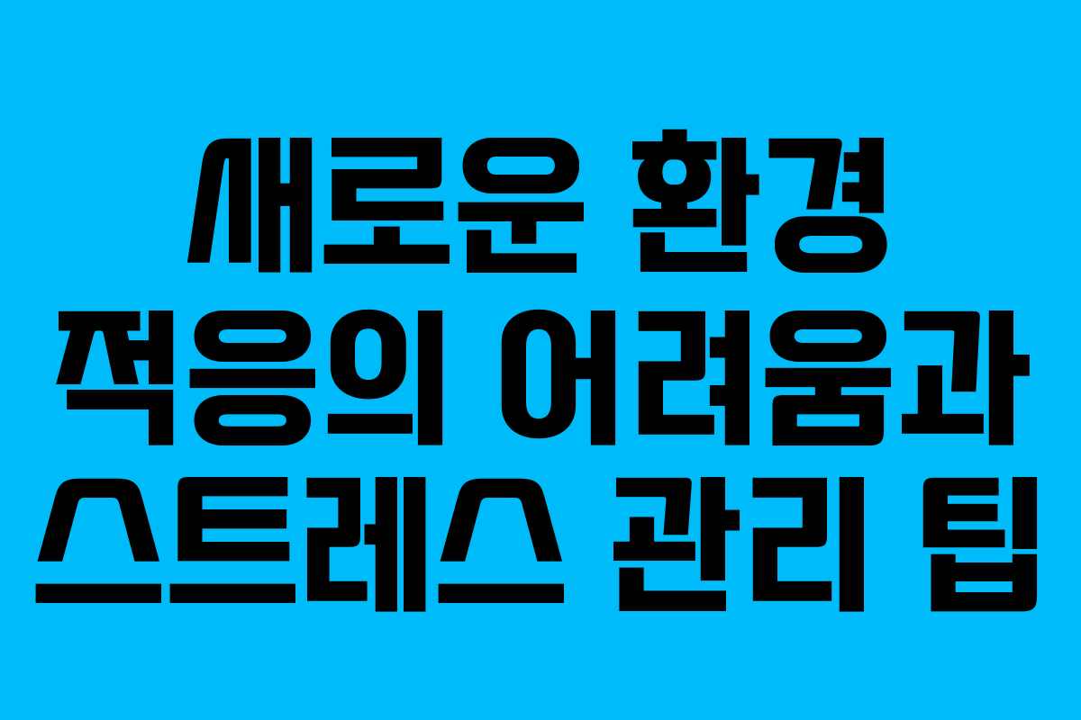 새로운 환경 적응의 어려움과 스트레스 관리 팁