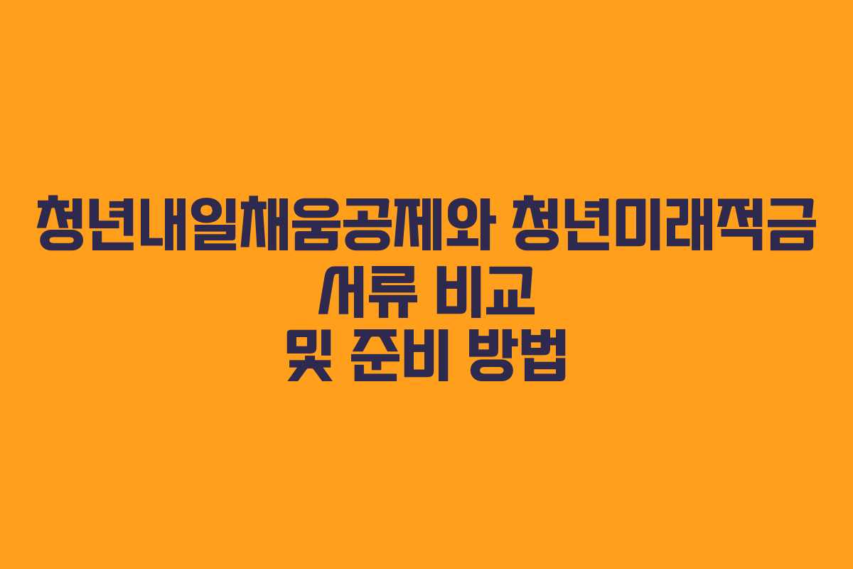 청년내일채움공제와 청년미래적금 서류 비교 및 준비 방법