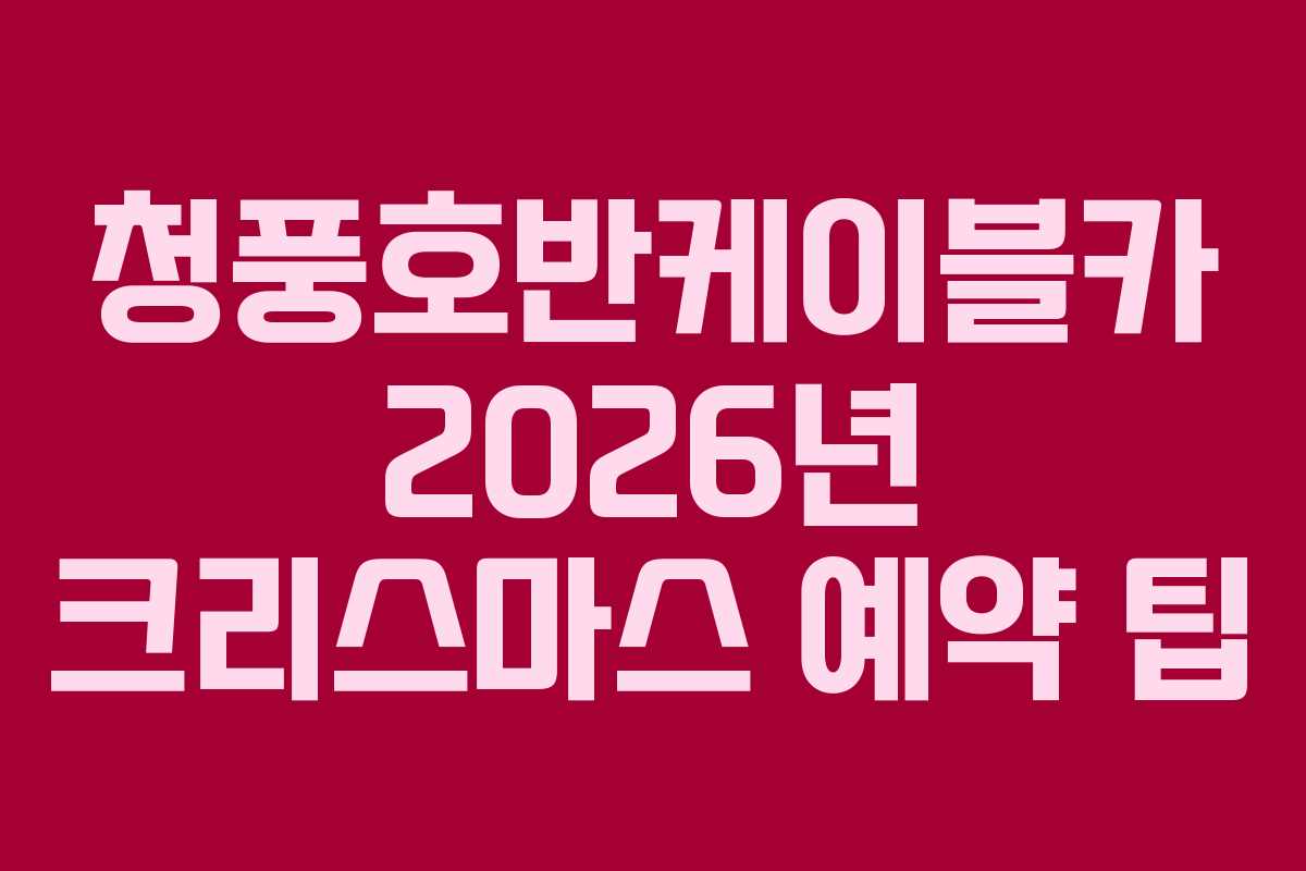 청풍호반케이블카 2026년 크리스마스 예약 팁