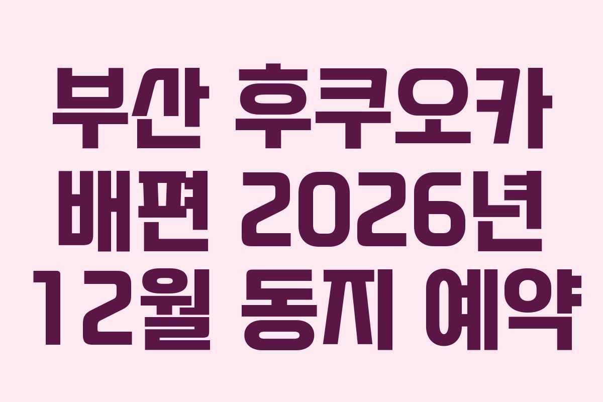 부산 후쿠오카 배편 2026년 12월 동지 예약