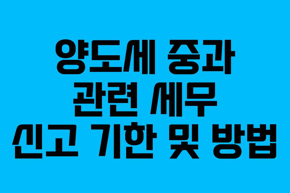 양도세 중과 관련 세무 신고 기한 및 방법