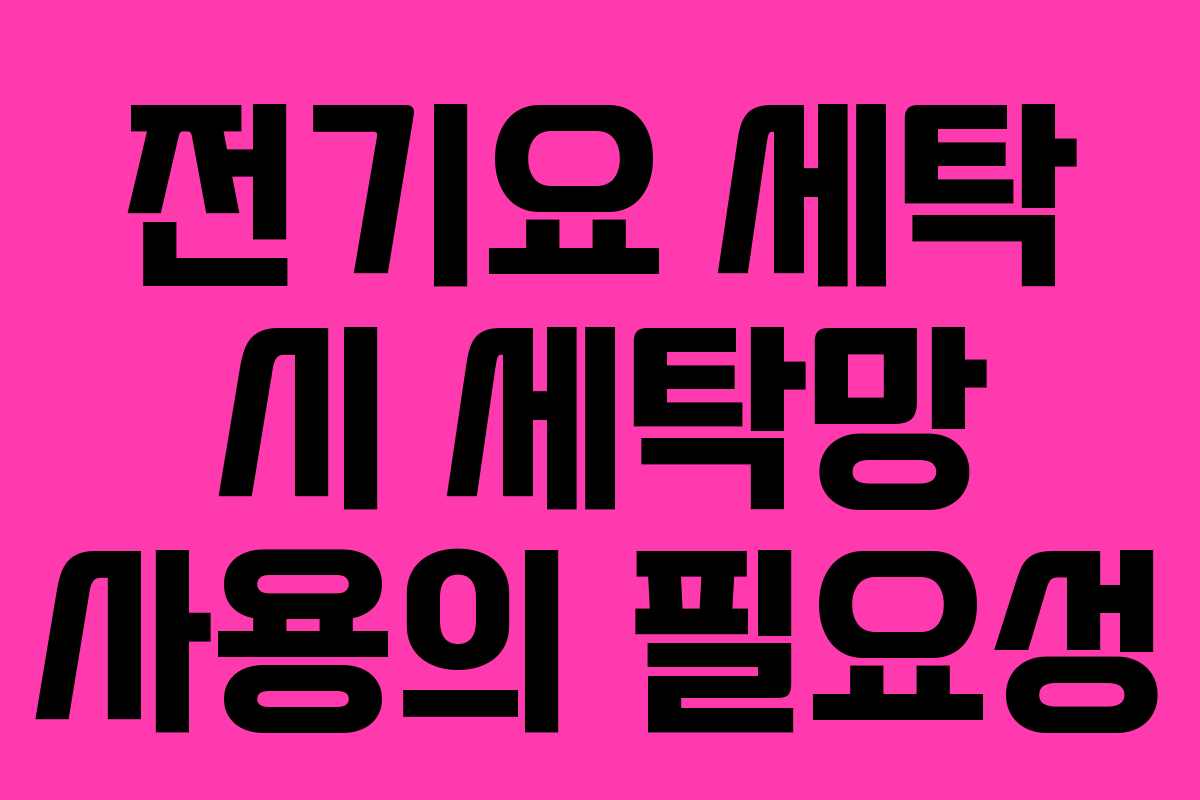 전기요 세탁 시 세탁망 사용의 필요성