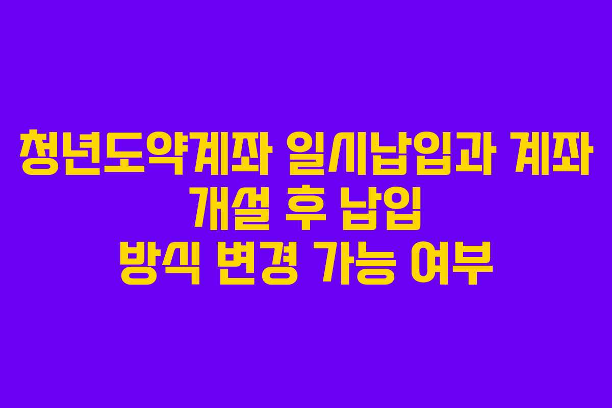 청년도약계좌 일시납입과 계좌 개설 후 납입 방식 변경 가능 여부