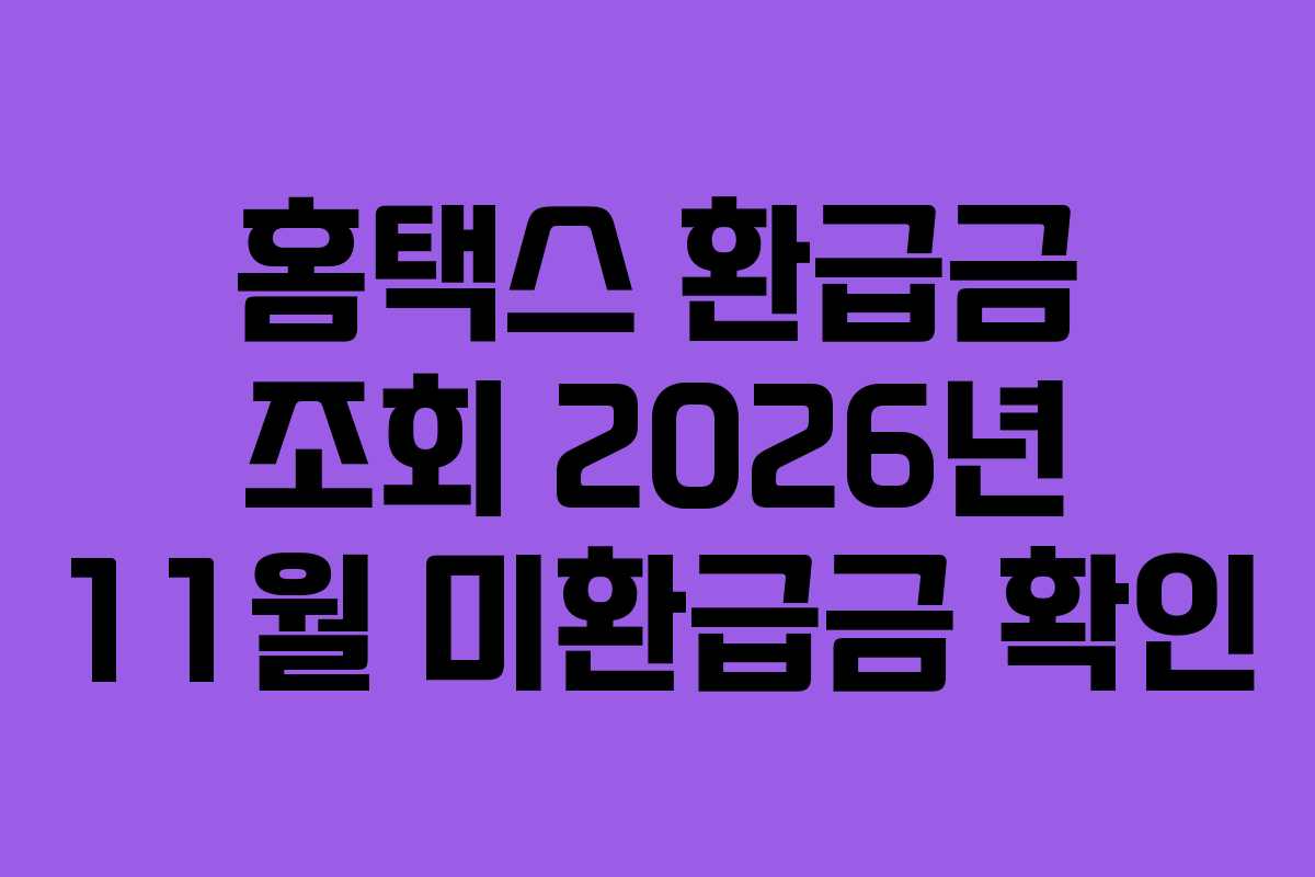 홈택스 환급금 조회 2026년 11월 미환급금 확인