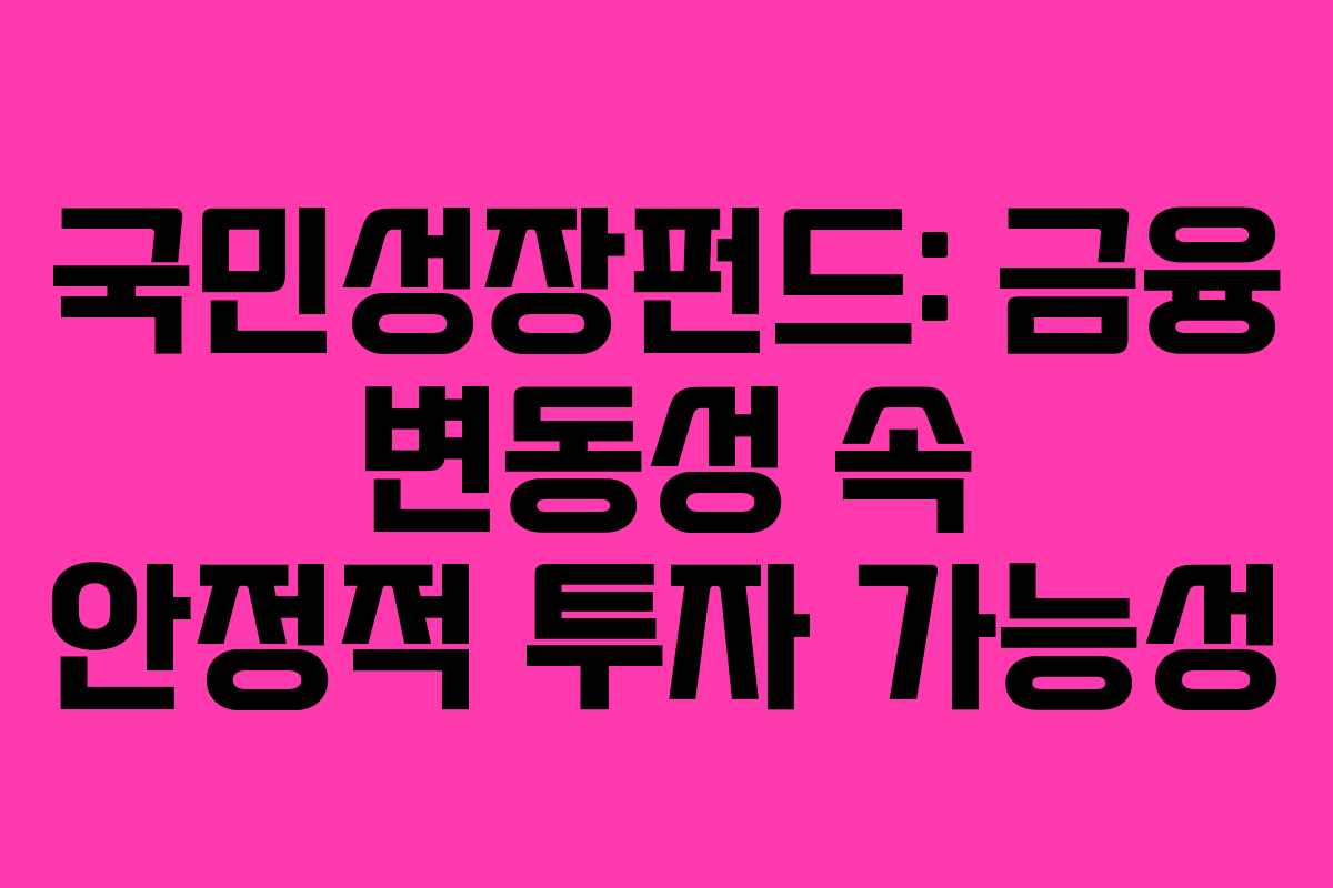 국민성장펀드: 금융 변동성 속 안정적 투자 가능성