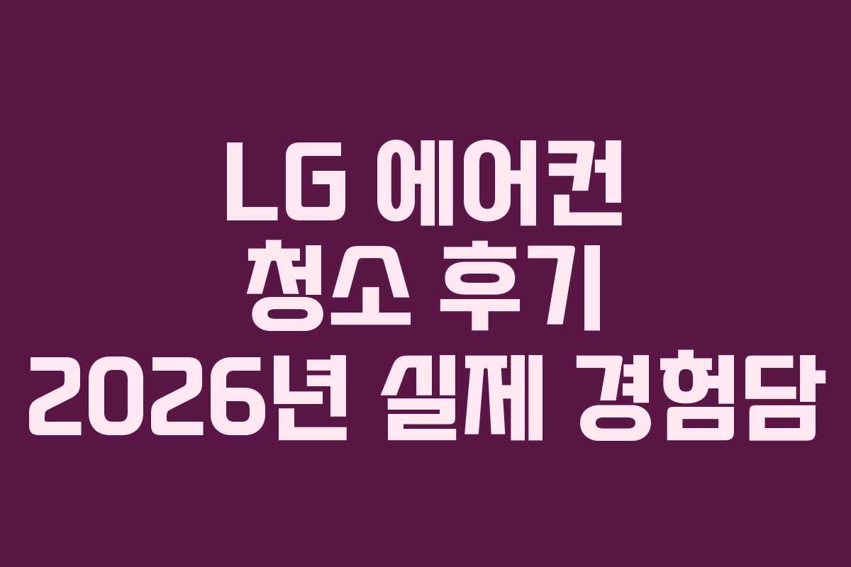 LG 에어컨 청소 후기 2026년 실제 경험담