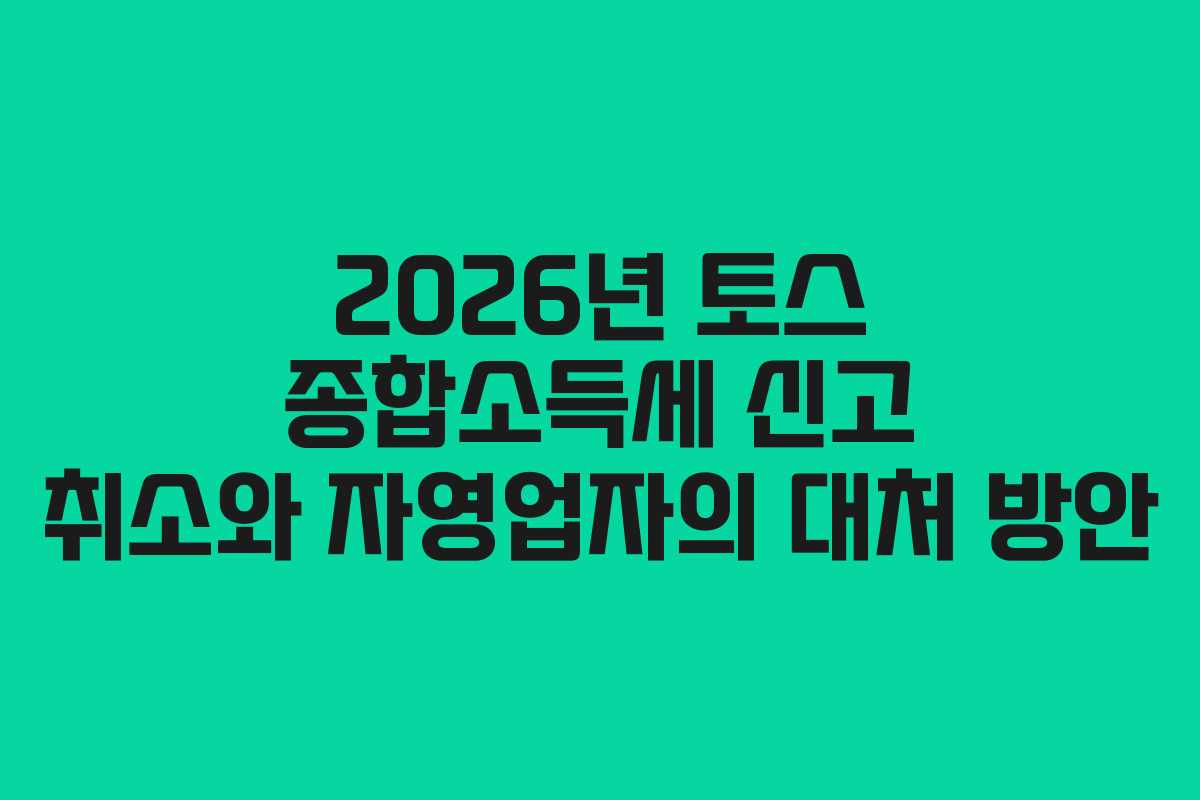 2026년 토스 종합소득세 신고 취소와 자영업자의 대처 방안