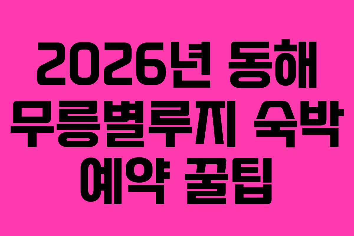 2026년 동해 무릉별루지 숙박 예약 꿀팁