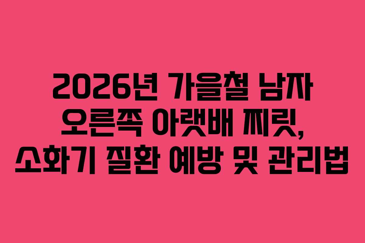 2026년 가을철 남자 오른쪽 아랫배 찌릿, 소화기 질환 예방 및 관리법