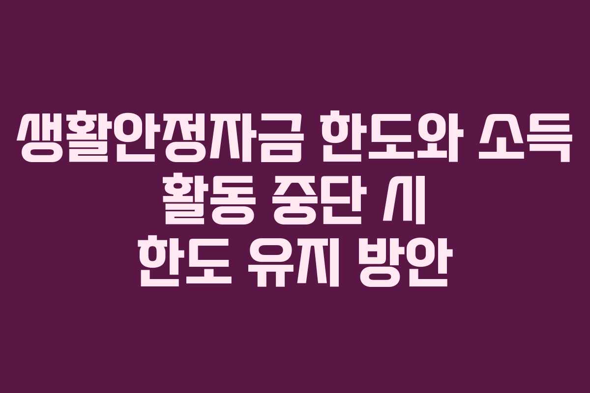 생활안정자금 한도와 소득 활동 중단 시 한도 유지 방안