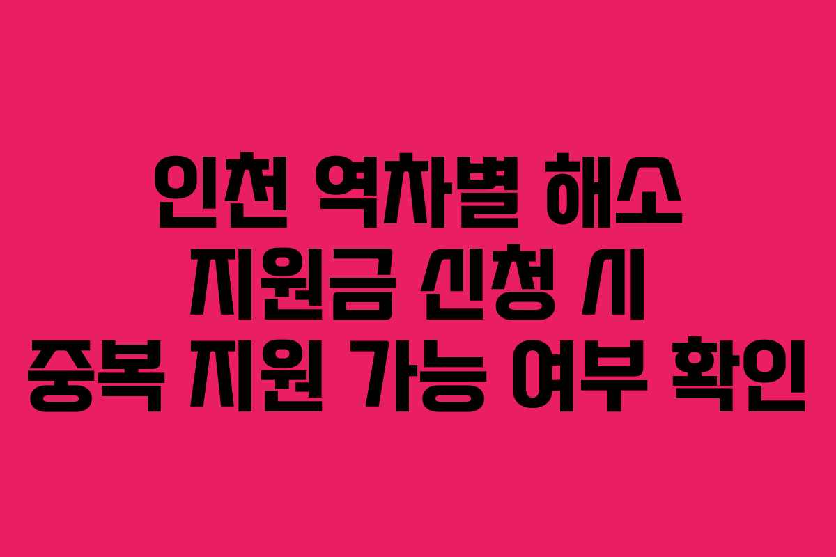 인천 역차별 해소 지원금 신청 시 중복 지원 가능 여부 확인