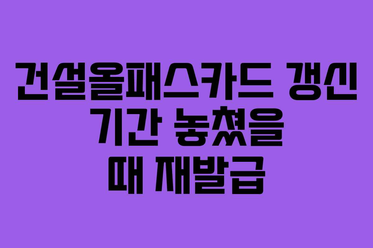 건설올패스카드 갱신 기간 놓쳤을 때 재발급