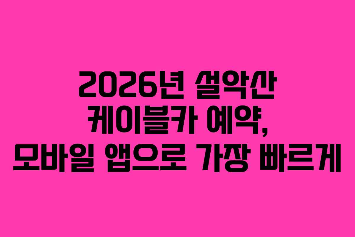 2026년 설악산 케이블카 예약, 모바일 앱으로 가장 빠르게