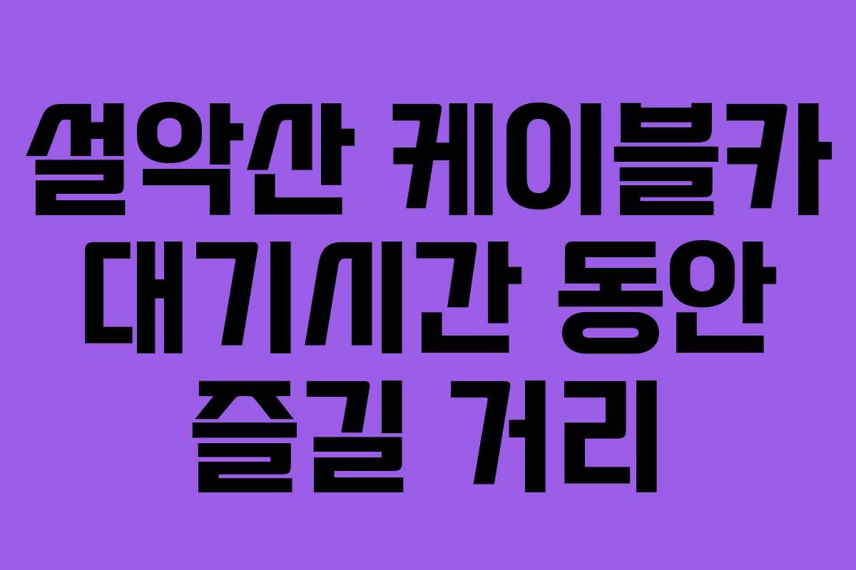 설악산 케이블카 대기시간 동안 즐길 거리