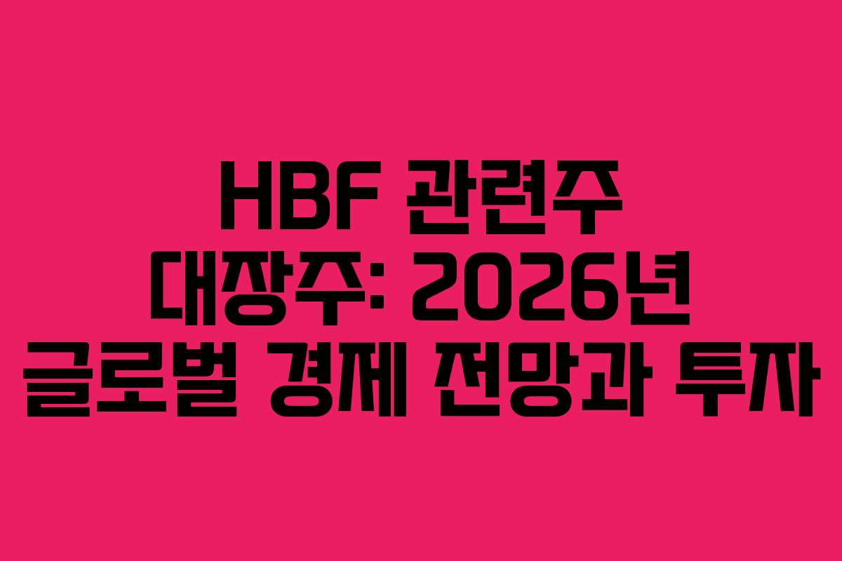 HBF 관련주 대장주: 2026년 글로벌 경제 전망과 투자
