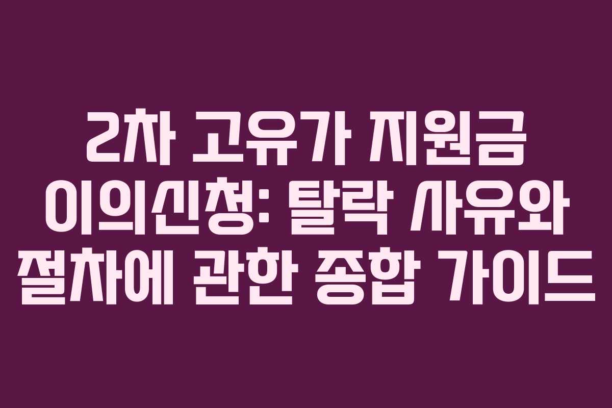 2차 고유가 지원금 이의신청: 탈락 사유와 절차에 관한 종합 가이드