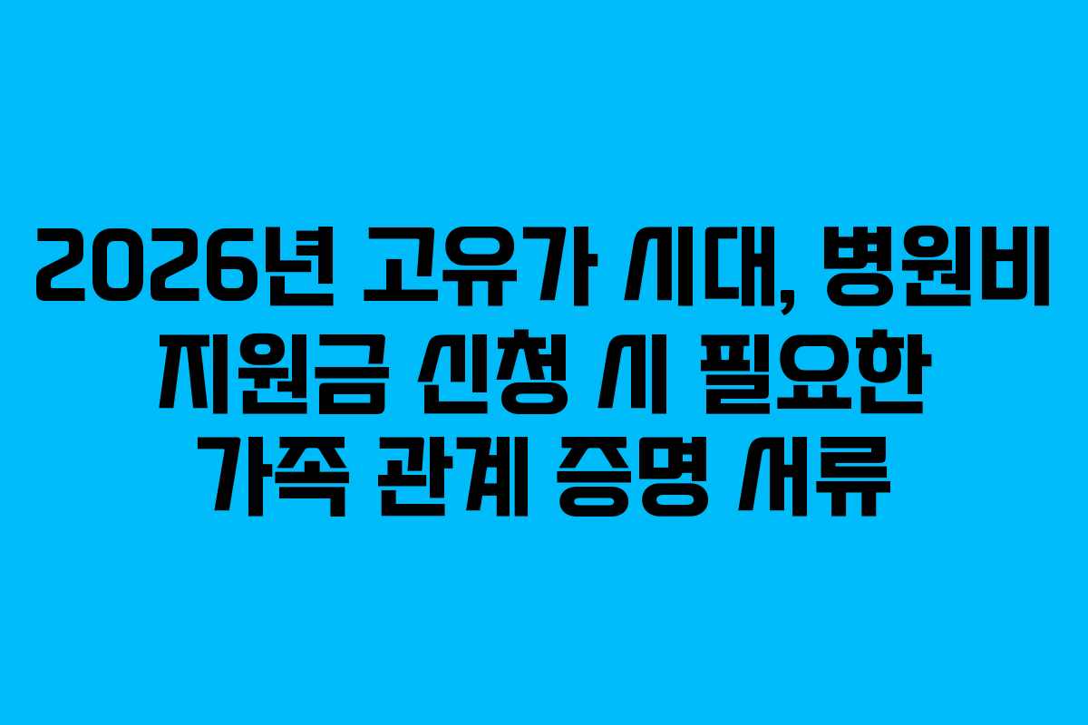 2026년 고유가 시대, 병원비 지원금 신청 시 필요한 가족 관계 증명 서류