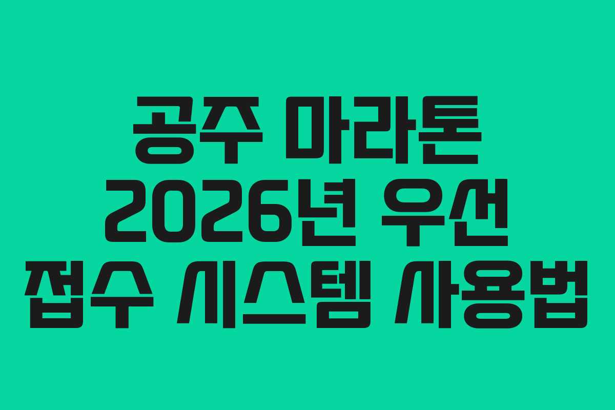 공주 마라톤 2026년 우선 접수 시스템 사용법